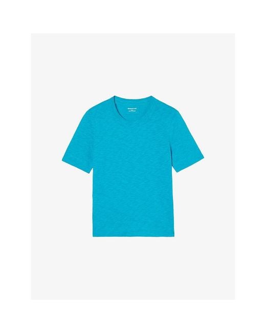 Whistles Blue Rosa Double-Trim Cotton-Jersey T-Shirt