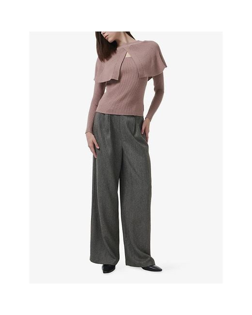 eem Pink Ribbed Cape-Detail Knitted Jumper