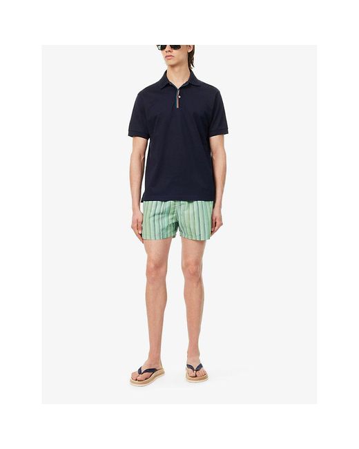 Paul Smith Blue Striped Recycled Polyester-blend Swim Shorts Xx for men