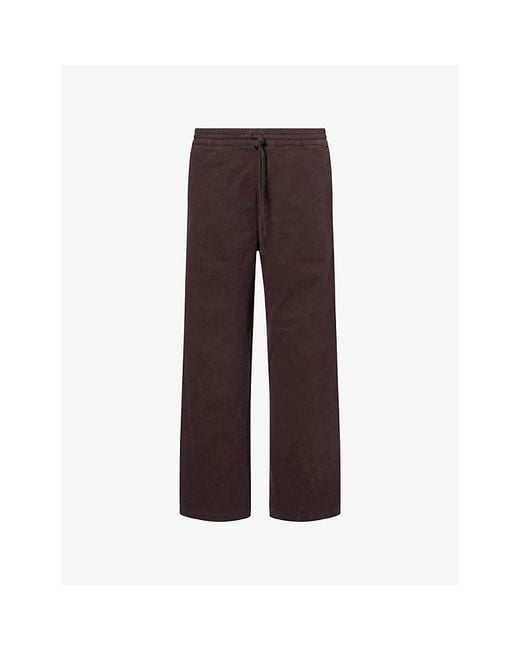 Carhartt Brown Floyde Wide-Leg Cotton Trousers for men