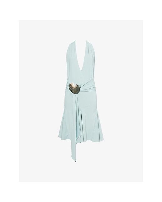 Conner Ives Blue Sash Belt Stretch-Jersey Mini Dress