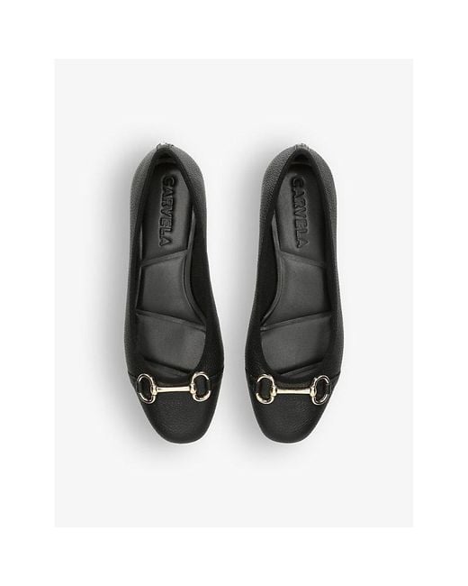 Carvela Kurt Geiger Black Click Horsebit-embellished Leather Ballet Pumps