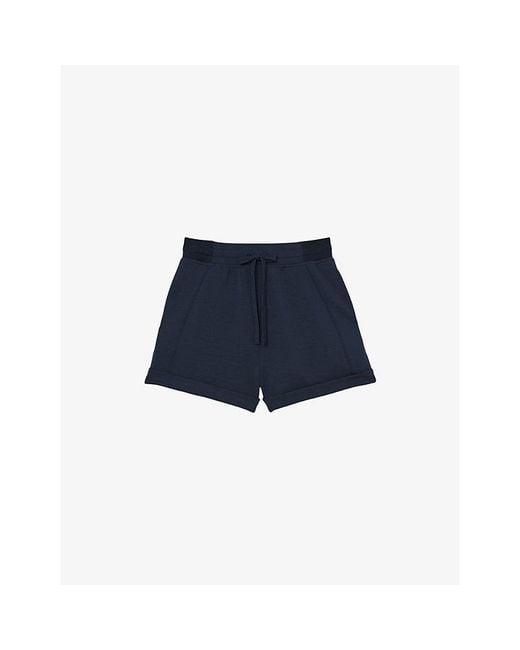 Reiss Blue Phoebe Drawstring-Waist Stretch-Jersey Shorts