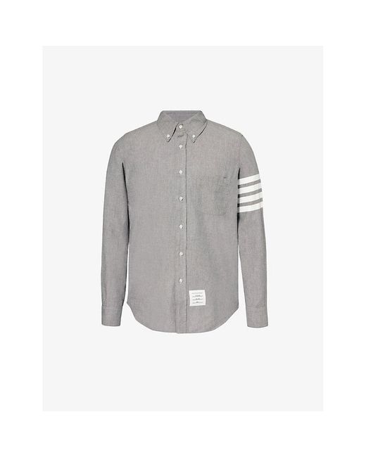 Thom Browne Gray Four-bar Regular-fit Cotton-poplin Shirt X for men