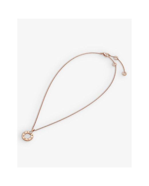 BVLGARI Metallic 18Ct Rose- And 0.09Ct Brilliant-Cut Diamond Pendant Necklace