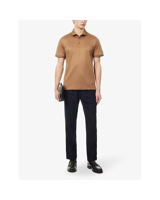 Corneliani Brown Brand-appliqué Cotton Polo Shirt for men