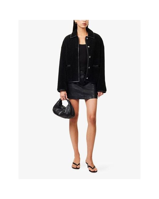 Anine Bing Black Camden Collared Fleece Jacket