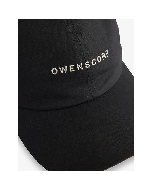 Rick Owens Black Brand-Embroidered Panelled Stretch-Cotton Baseball Cap for men