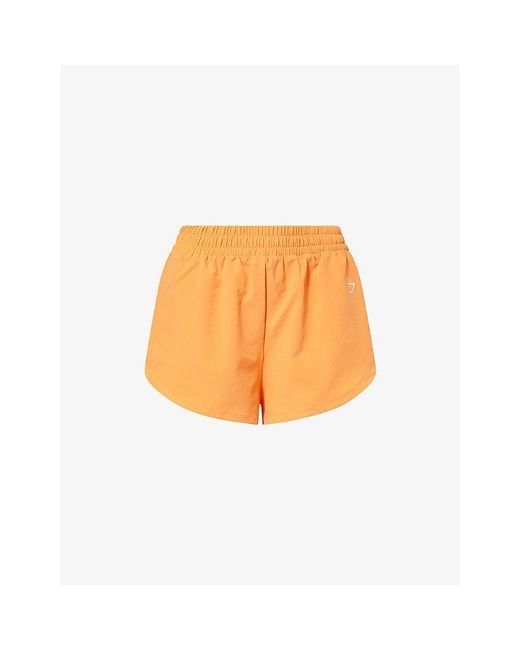 GYMSHARK Orange Interval High Leg Woven Track Shorts