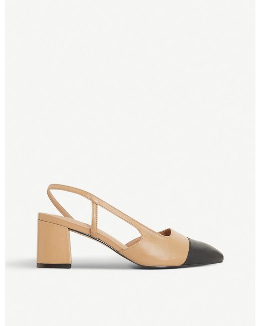 Dune Natural Croft Leather Slingback Courts