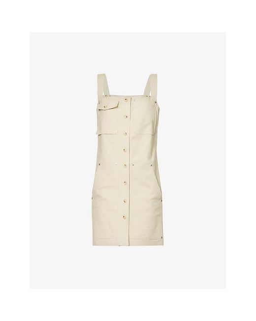 Helmut Lang Flap-pocket Square-neck Stretch-cotton Mini Dress in