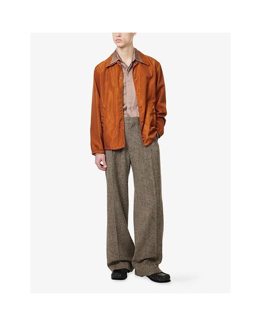 Dries Van Noten Brown Carvies Classic-Collar Satin Shirt for men