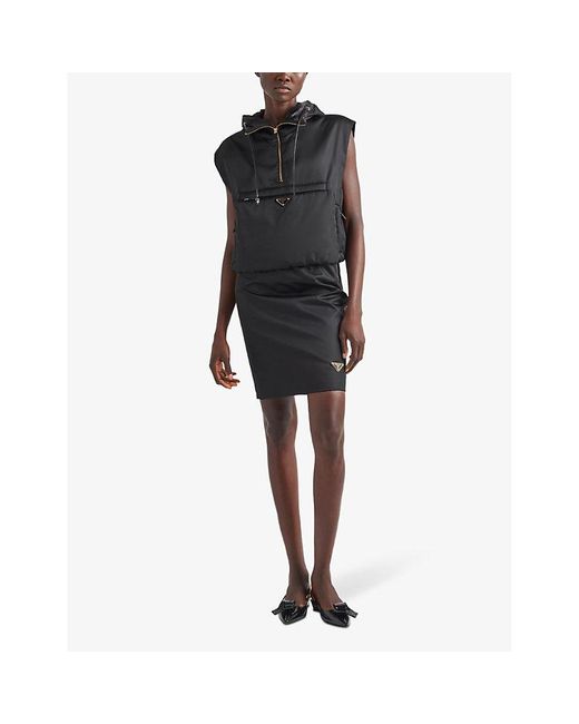 Prada Black Re-nylon Brand-plaque High-rise Recycled-nylon Mini Skirt