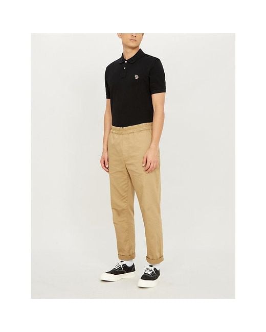 Paul Smith Black Zebra-Embroidered Cotton-Piqué Polo Shirt for men
