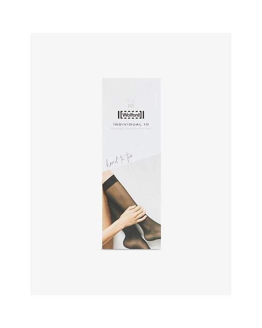 Wolford White Individual 10 Stretch-Woven Knee-Highs