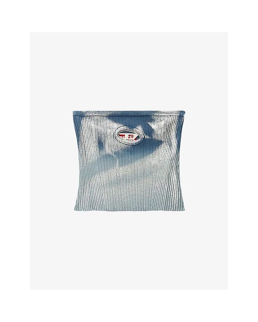 DIESEL Blue M-clarksvillex Logo-plaque Slim-fit Knitted Top