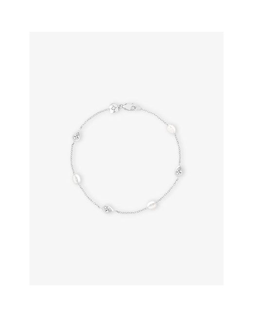 Astrid & Miyu White Rhodium-Plated Sterling- Freshwater-Pearl And Zirconia Charm Bracelet