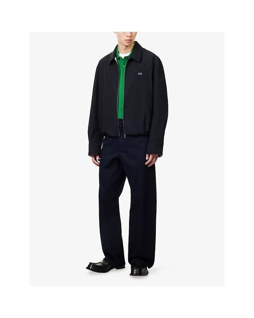 Loewe Blue Anagram-Embroidered Cotton-Twill Trousers for men