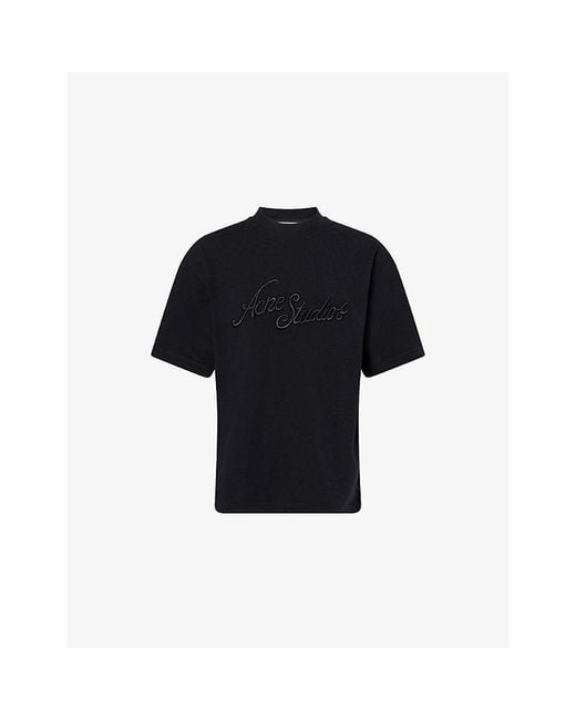 Acne Black Venice Logo Cotton T-Shirt for men