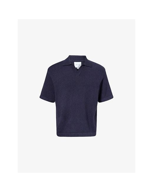 Raith Blue Miguel Boucle Cotton-Blend Polo Shirt for men