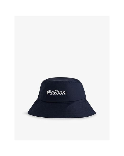 Malbon Blue Brand-Embroidered Woven Bucket Hat for men