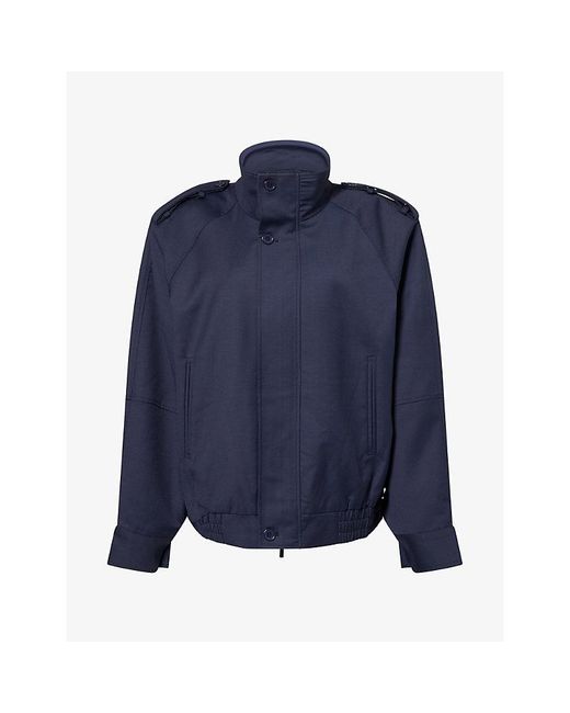 Frankie Shop Blue Kelly High-Neck Woven Jacket