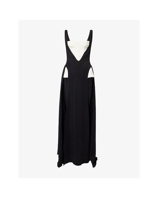 Mugler Black Corset Open Stretch-Woven Gown
