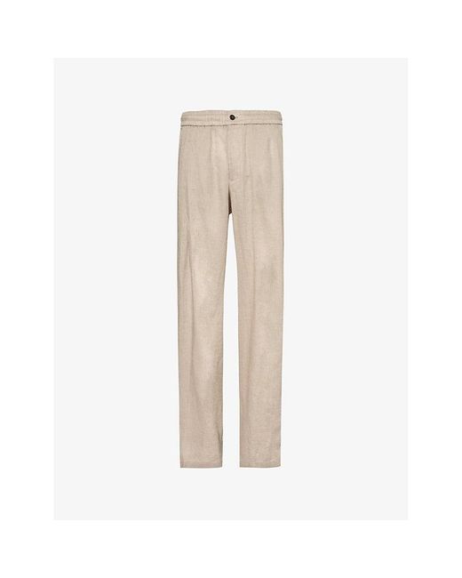 Giorgio Armani Natural Relaxed-fit High-rise Tapered-leg Linen Trousers for men