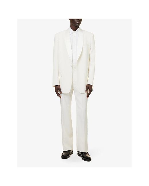 Givenchy White Shawl-lapel Regular-fit Wool-blend Jacket for men