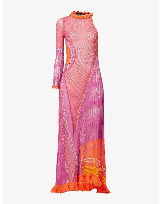 Roberta Einer Bianca Frilledtrim Cottonknit Maxi Dress in Pink Lyst