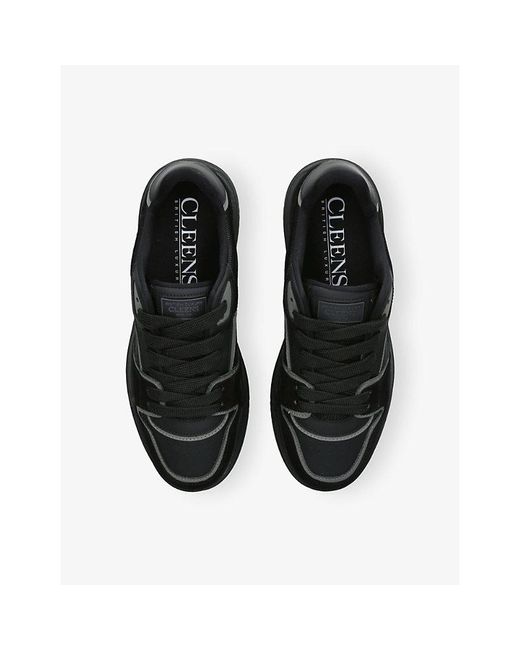 Cleens Black Layup Leather And Suede Trainers for men