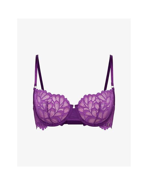 Savage x Fenty Women's Purple Savage Not Sorry Unlined Balconette Lace Bra