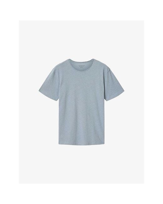 AllSaints Blue Flax Crewneck Short-Sleeve Cotton And Linen T-Shirt for men