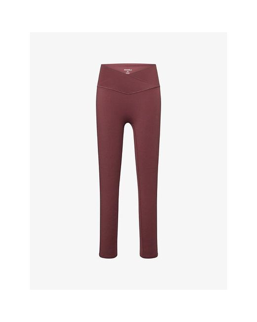 ADANOLA Red Ultimate Wrap Over Regular Gym Leggings