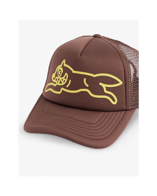 ICECREAM Brown Running Dog Brand-print Woven Cap for men