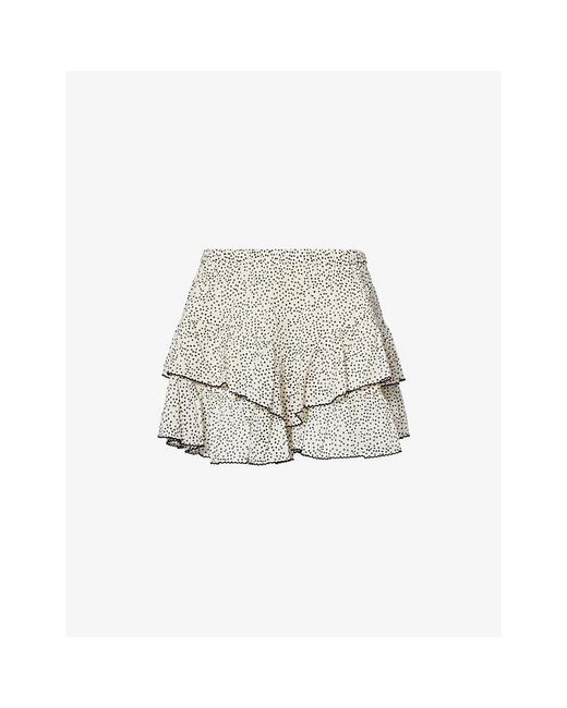 Isabel Marant White Jocadia Tiered Graphic-Pattern Cotton Shorts