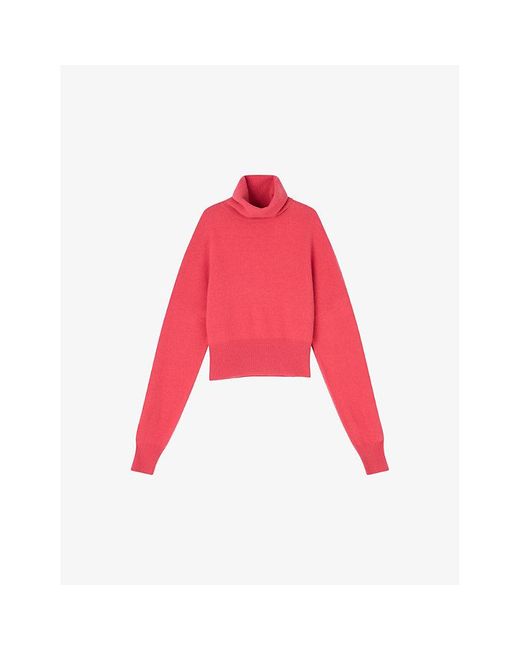 L.K.Bennett Red Isla Firebrick Roll-Neck Merino-Wool Knitted Jumper