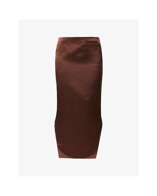 Givenchy Brown High-rise Asymmetric-hem Silk Midi Skirt