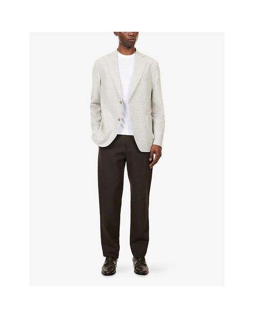 Oscar Jacobson White Ferry Single-Breasted Linen-Blend Blazer for men