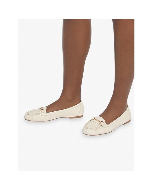 Dune White Guno Snaffle Suede Loafers