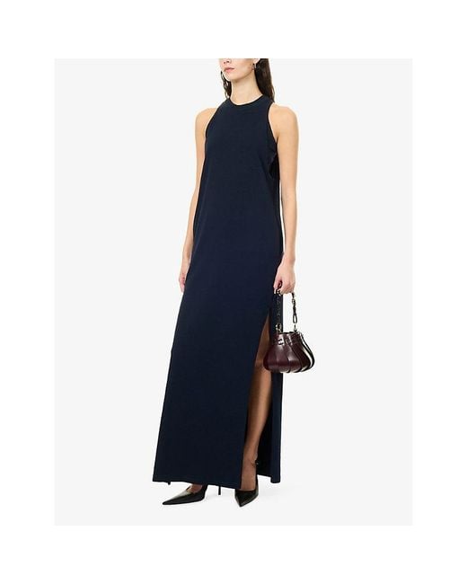 DARKPARK Blue Milla Double Halter-Neck Jersey Maxi Dress