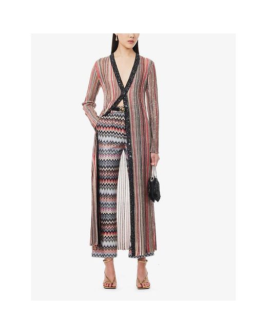 Missoni Multicolor Striped Sequin-embellished Knitted Cardigan