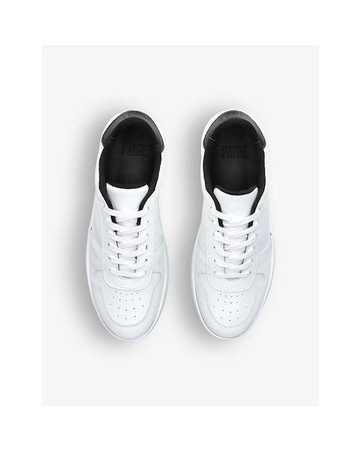 PAIGE White Remy Tonal-stitch Leather Low-top Trainers