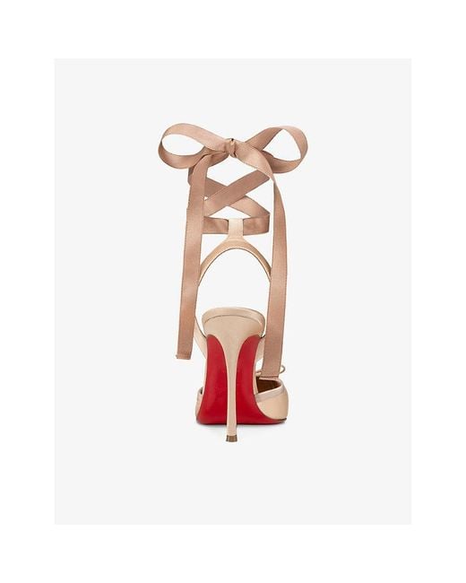 Christian Louboutin White Cassia Lace Up 100 Crepe-Satin Heels