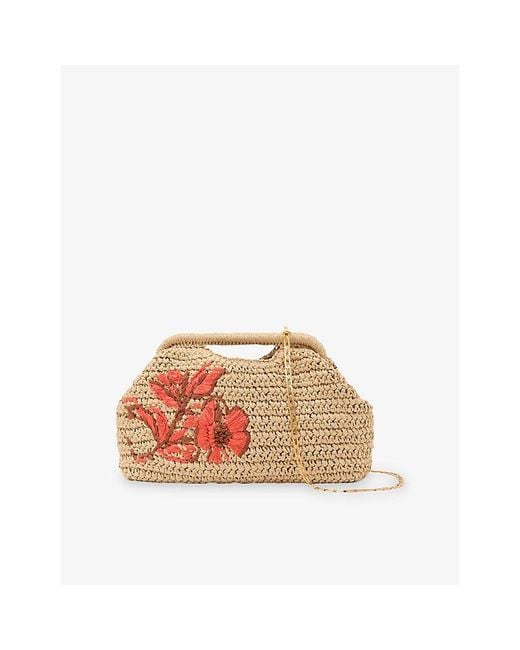 Reiss Natural Gina Raffia Clutch Bag