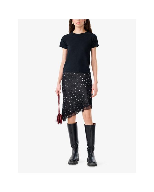 OMNES Black Amada Polka Dot Woven Mini Skirt