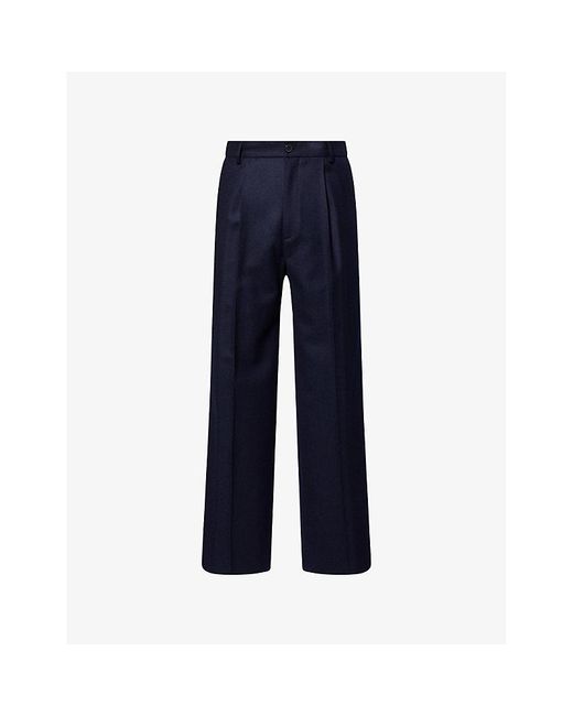 Dries Van Noten Blue Penrud 2196 Straight-Leg Wool Trousers for men
