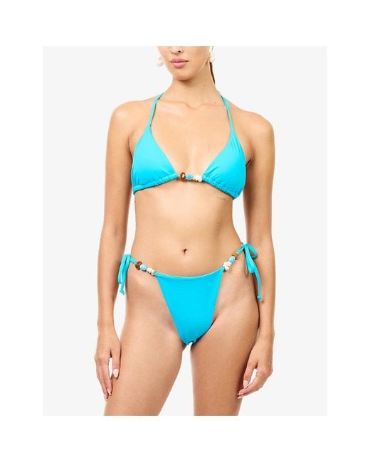 4th & Reckless Blue Elena Triangle Bikini Top