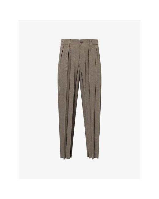 Homme Plissé Issey Miyake Gray Edge Ensemble Pleated Woven Trousers for men