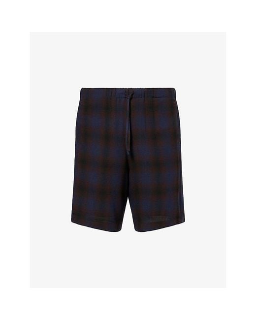 Dries Van Noten Blue Piperi Checked Woven Shorts for men